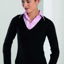 Ladies V-neck Knitted Pullover
